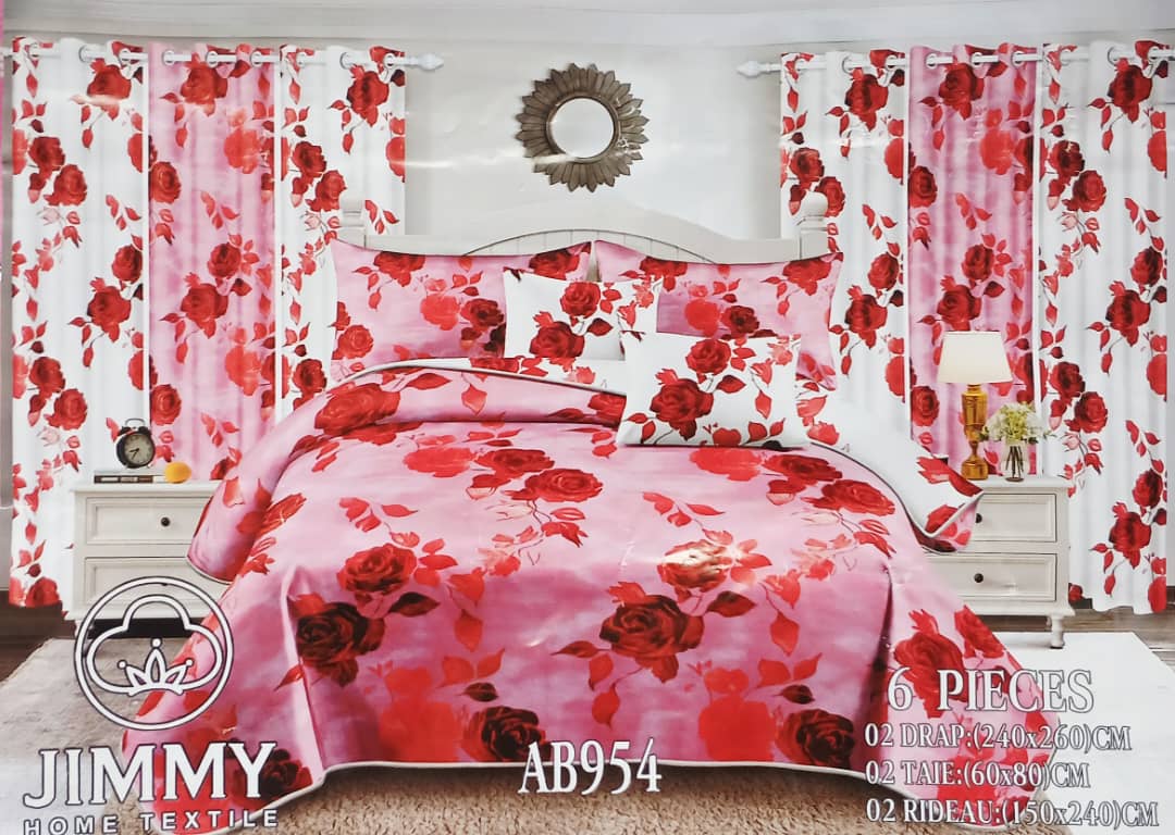 Draps de trois places avec rideaux assortis